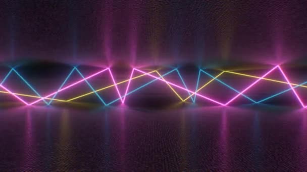 Flickering Neon Fluorescent Laser Beam Sci-Fi Light Reflection Bounce - 4K Seamless VJ Loop Motion Background Animation — Stock Video