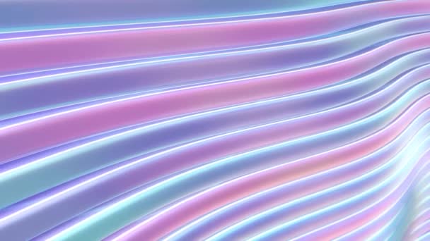 Brillante iridescente viola blu astratto ondulato strisce che scorre parete curva - 4K senza soluzione di continuità VJ Loop Animazione di sfondo — Video Stock