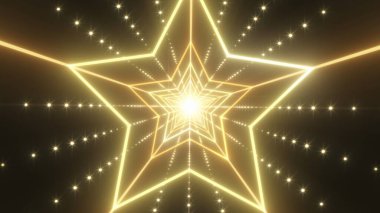 Güzel Yıldız Neon Tüneli ve Sonsuz Parlak Işıklar Parlayan Parlak 3D Görüntü Özet Arkaplan DokusuName