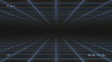 Arızalı VHS Bant Arızası Sentetik Dalgası Neon Şebeke Parlatıcıları 3D Görüntü - Soyut Arkaplan Dokusu