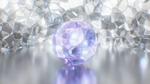 Crystal Clear Glass Gem Sphere Jewels Sparkle Shine Futuristic Room 3D Rendering - Abstract Background Texture