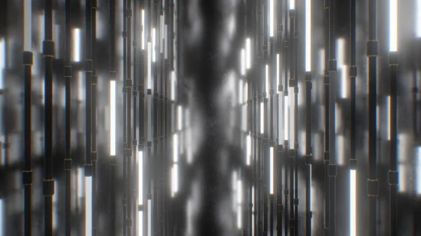 Blinkende helle weiße Neonröhren Flur Korridor Laser Glow - Abstrakte Hintergrundtextur — Stockfoto