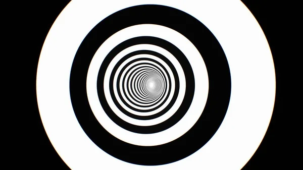 Ipnotico nero bianco illusione ottica cerchio anello tunnel psichedelico - Astratto sfondo Texture — Foto Stock