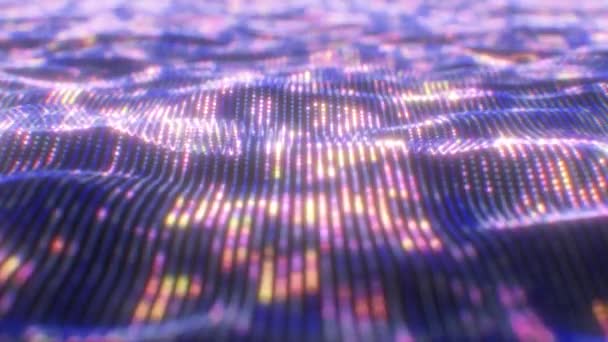 Lumières lumineuses abstraites Onde de particules Bokeh Data Dots flous brillant - Animation de fond de boucle VJ sans couture 4K — Video