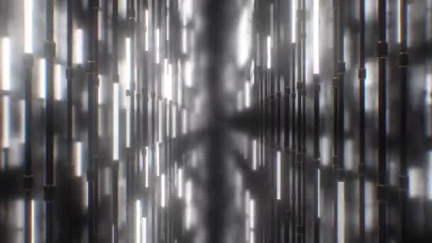 Brillante luz de neón blanco brillante tubos pasillo corredor láser brillo - 4K Seamless VJ Loop movimiento fondo animación — Vídeos de Stock