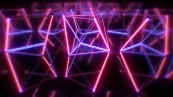 Flickering Neon Flashing Lights Abstract Sci-Fi 3D Shape Reflections - 4K Seamless VJ Loop Motion Background Animation — Stock Video