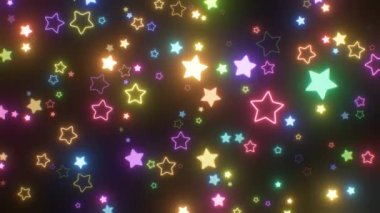 Soyut Gökkuşağı Yıldız Şekilleri Parlak Neon Işık Spektrumu - 4K Kusursuz VJ Döngüsüz Arkaplan Canlandırması