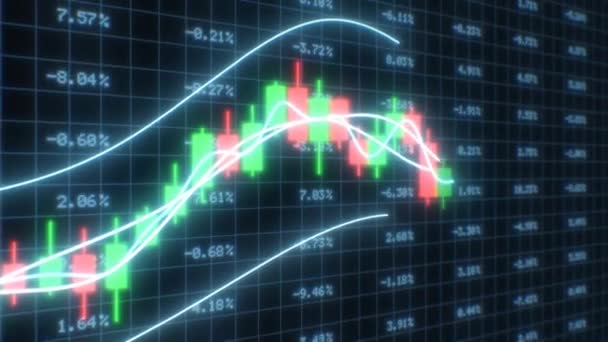 3d диаграмма подсвечника криптографическая биржа данных рынка финансов цена графика - 4k бесшовные видео петли движения фоновой анимации — стоковое видео