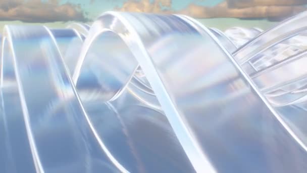 Güzel Soyut Parlak Şeffaf Cam Kristal Beyaz Dalgalar - 4K Kusursuz VJ Döngü Döngüsü Arkaplan Animasyonu — Stok video