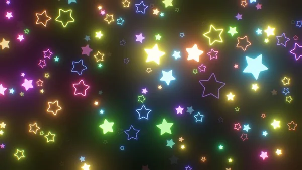 Abstract Rainbow Star Shapes Knipperend Kleurrijk Neon Licht Spectrum - Abstracte achtergrond textuur — Stockfoto
