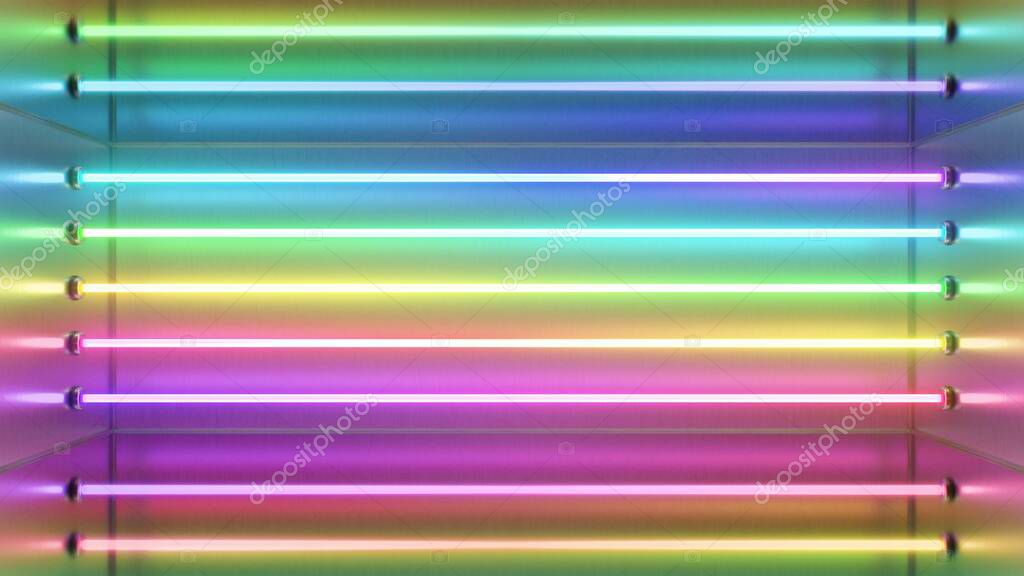 Tubos de luz de neón de arco iris fluorescente Rayos láser 3D de