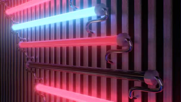 Fluorescent Νέον σωλήνες αναβοσβήνει κόκκινο και μπλε φως αντανακλάσεις - 4K Seamless VJ Loop κίνηση φόντο κινουμένων σχεδίων — Αρχείο Βίντεο