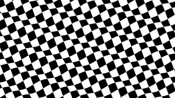 Telhas hipnóticas preto e branco Checkerboard Onda Ilusão Óptica - 4K Seamless VJ Loop Motion Background Animação — Vídeo de Stock