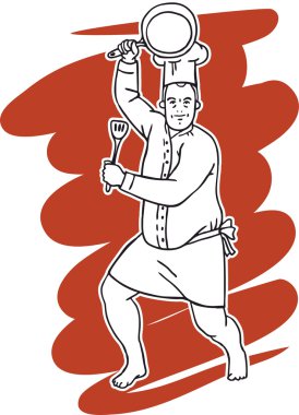 Kırmızı Don etiket komik çizgi aşçı görüntü