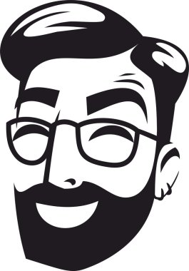 bir sakallı hippi gözlük logo işaret portresi