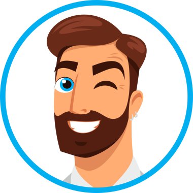 Daire göz kırpıyor sakallı bir adam portresi