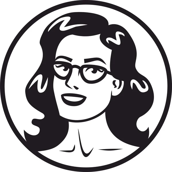 Σημάδι κύκλο όμορφο κορίτσι σε γυαλιά — Διανυσματικό Αρχείο