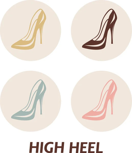 Icône simple de chaussures femme classique talon haut ensemble rond — Image vectorielle