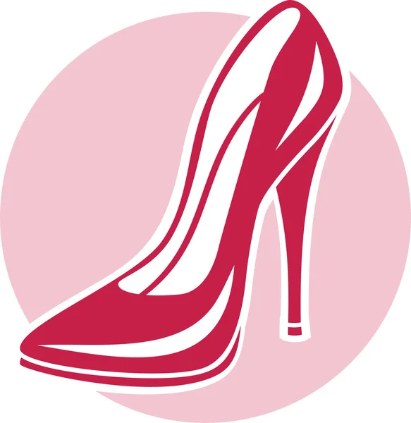 Simple logotype dames classique chaussures à talons hauts cercle rose — Image vectorielle