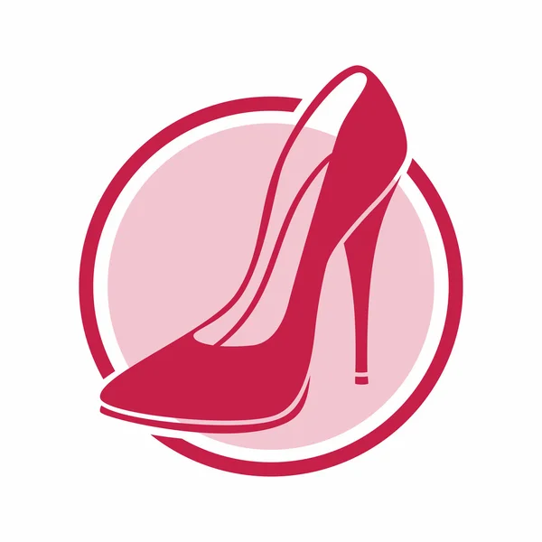 Простий знак жіночого взуття класичний високий каблук рожеве коло — стоковий вектор