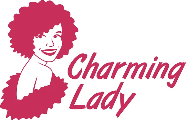 Charmante dame logo magenta — Stockvector