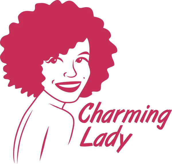 Charmante dame eenvoudig logo magenta — Stockvector