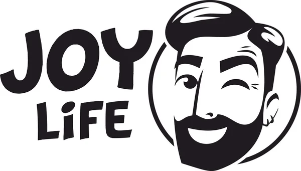 Логотип бородатого хіпстера насолоджуйтесь життям — стоковий вектор