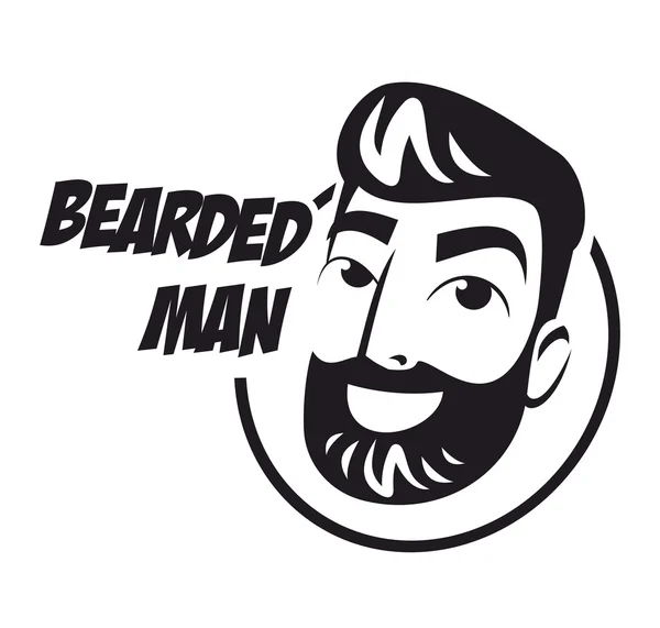 Bir sakallı adam logo portresi — Stok Vektör