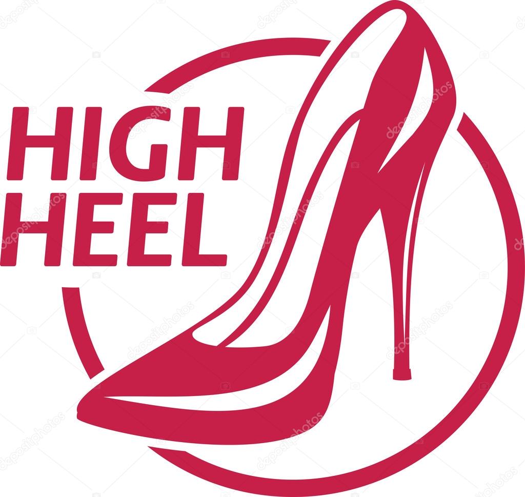 Picture simple logo ladies classic high heel shoe pink circle