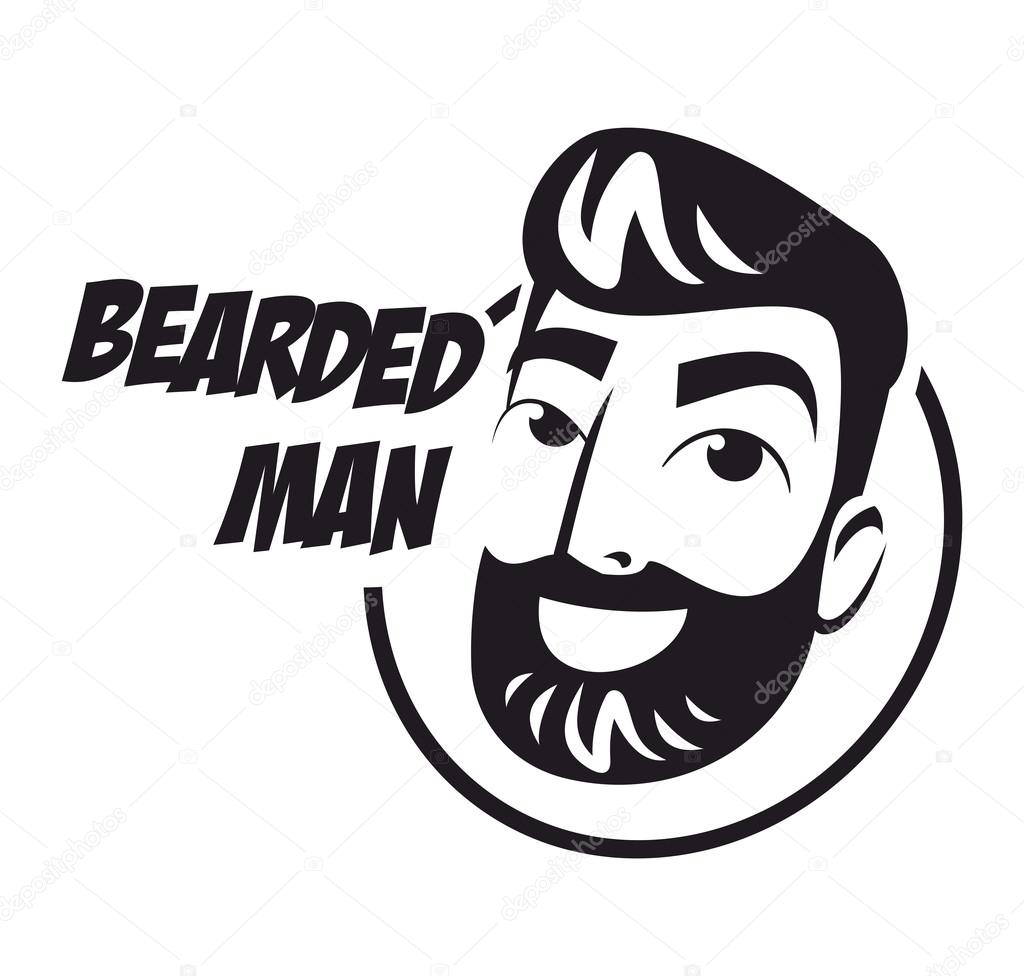 Picture portrait of a bearded man logo