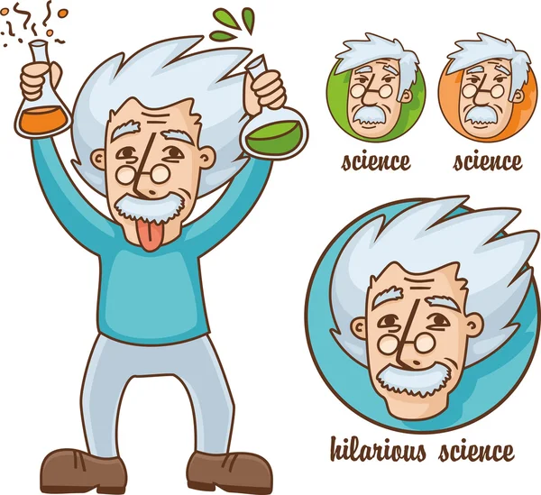 Conjunto de cientistas engraçados —  Vetores de Stock