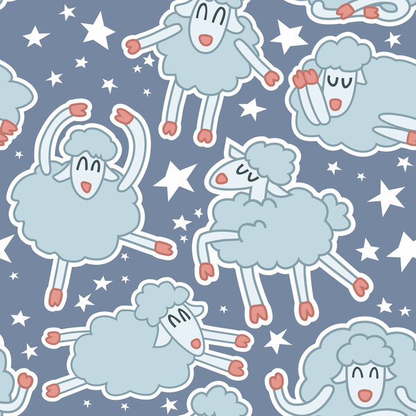 Узор овцы в звездном небе Стоковая Иллюстрация