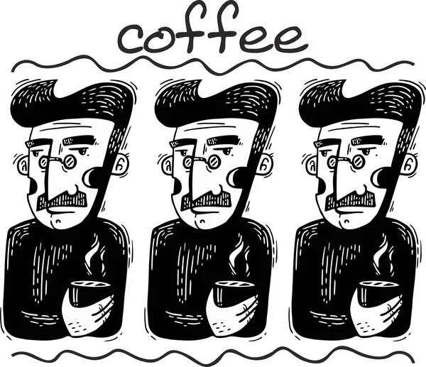 一杯のコーヒー セット納入日程行を持つ男 — ストックベクタ