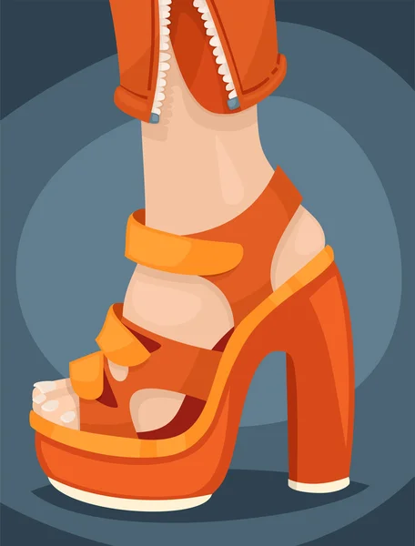 Αφίσα μόδας ψηλοτάκουνα παπούτσια πορτοκαλί — Διανυσματικό Αρχείο