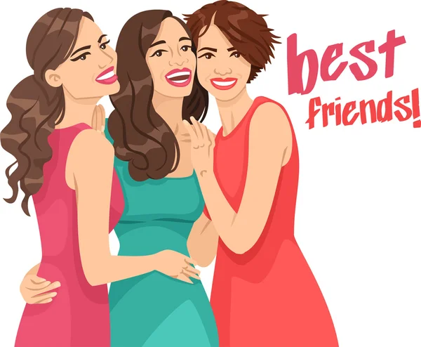 Happy Girls hugging best friends — Stock Vector