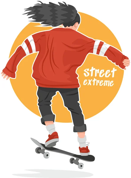 Skater girl in hoodie back street extreme — стоковый вектор