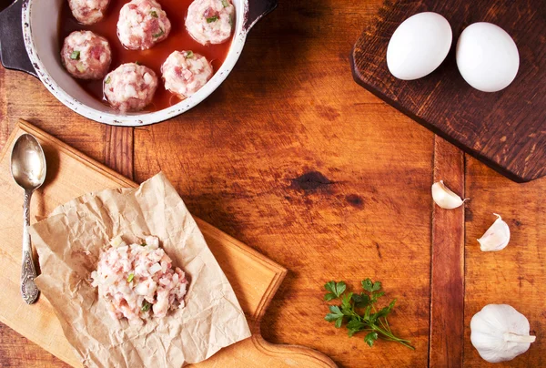 Voedsel achtergrond met ingrediënten voor het diner — Stockfoto