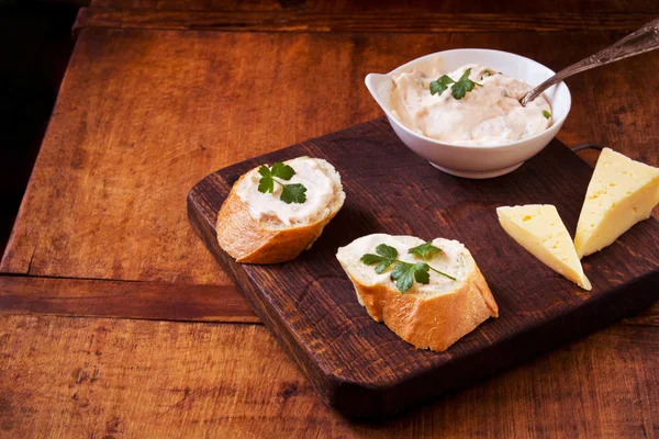 Savory snack on a wooden background