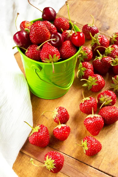 Summery berries in a bucket — Stock Photo, Image