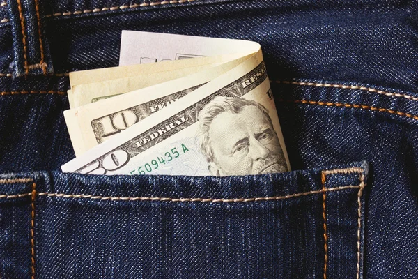 Money in jeans pocket — Stock Photo, Image