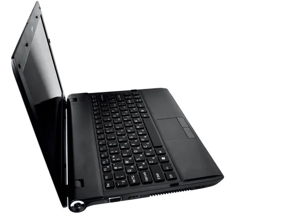 Laptop preto isolado no branco — Fotografia de Stock