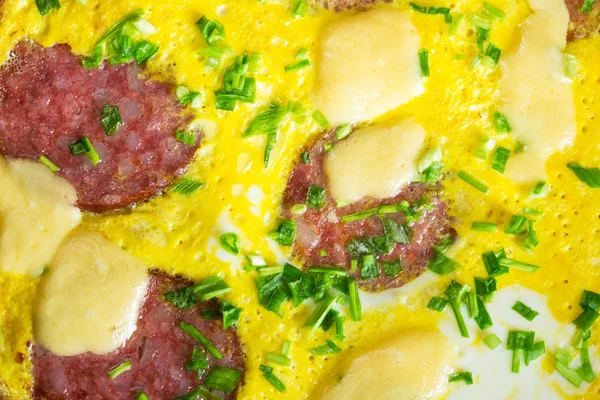 Omelette with sausage and cheese — Stock Photo, Image