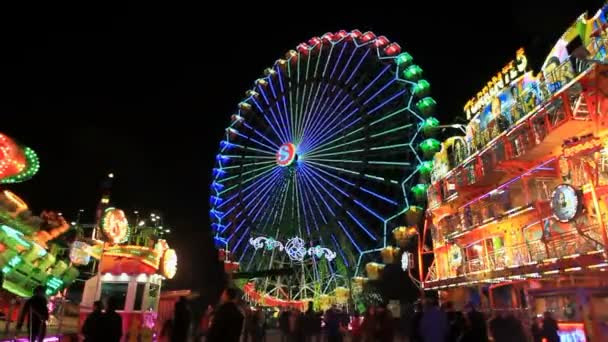 Christmas fair park på natten — Stockvideo