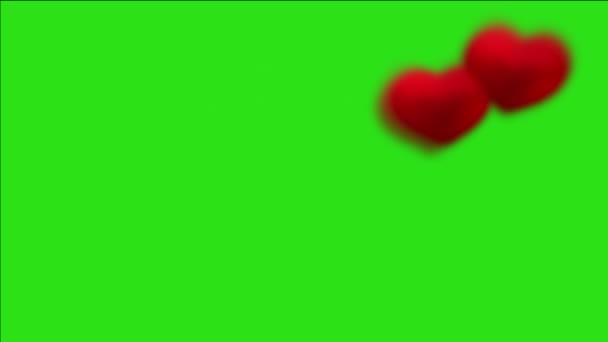 Зелений екран з сердечками — стокове відео