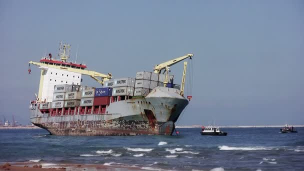 Container ship "CELIA" aground — Stock Video