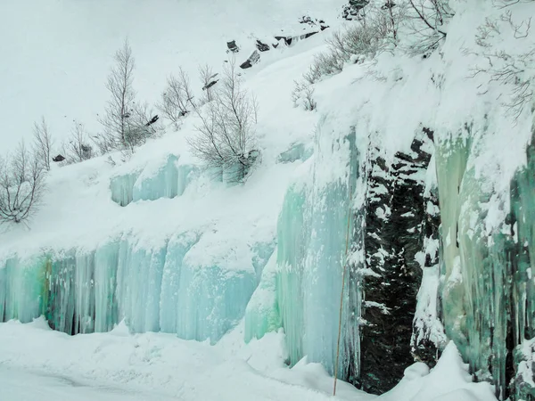 Cascada Congelada Carámbanos Hermoso Paisaje Noruega — Foto de Stock