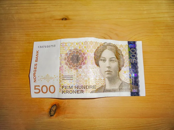 Norska Sedlar Kroner 500 Sedlar Gul Orange Norge — Stockfoto