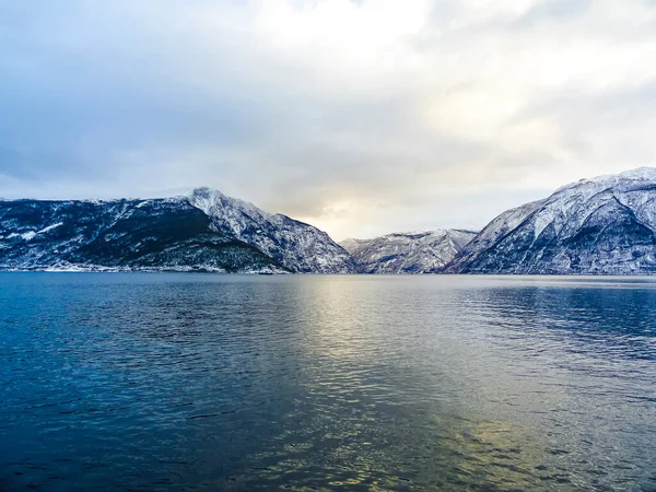 Зимовий Пейзаж Ранковий Час Согнефіорді Вестланд Норвегія — стокове фото