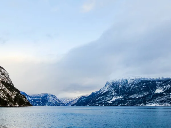 Paisagem Inverno Hora Manhã Sognefjord Vestland Noruega — Fotografia de Stock