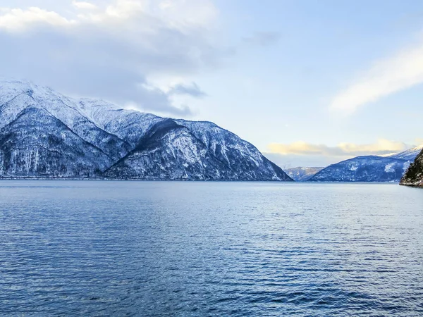 Paesaggio Invernale Alba Del Mattino Sognefjord Vestland Norvegia — Foto Stock